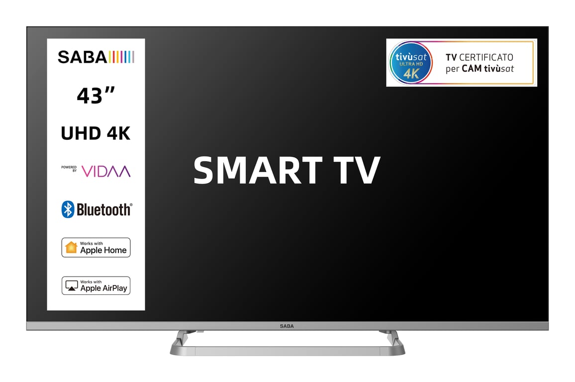 SABA SA43SM10VDA TV 109,2 cm (43 ) 4K Ultra HD Smart TV Wifi Gris 250 cd m² Neuf