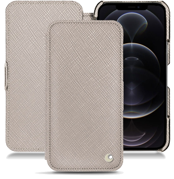 Housse cuir Apple iPhone 12 Pro Max - Rabat horizontalGris