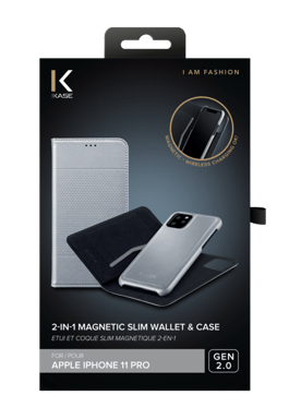 Étui et Coque slim magnétique 2-en-1 GEN 2.0 pour Apple iPhone 11 Pro, Argent