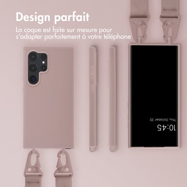 Selencia Coque silicone avec cordon amovible pour Samsung Galaxy S24 Ultra - Sand Pink