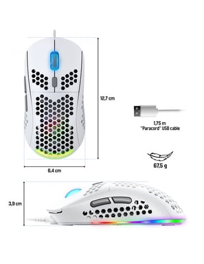 Spirit of Gamer PRO-M4 ARTIC souris Jouer Droitier USB Type-A Optique 12800 DPI