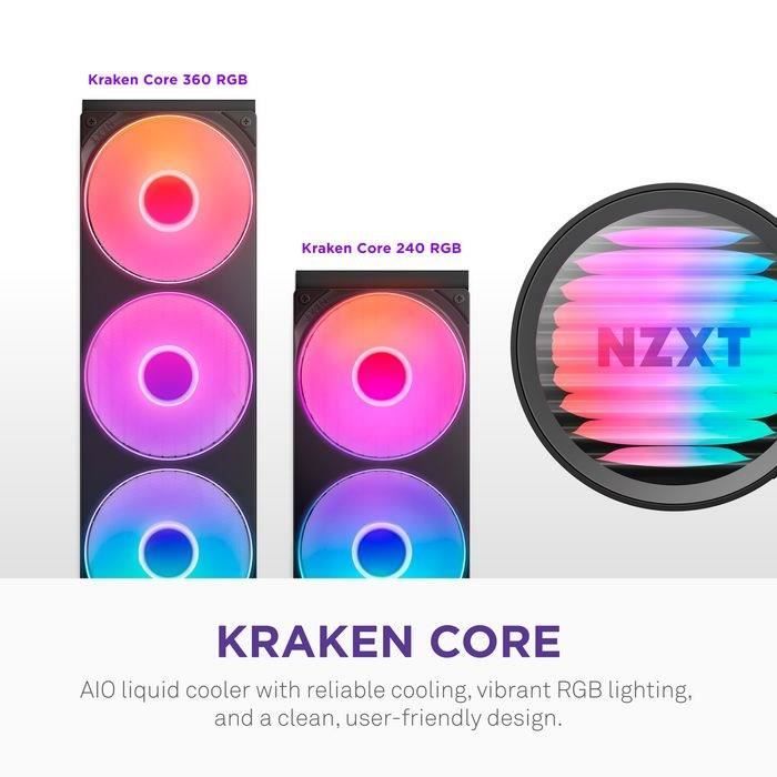 Kraken Core RGB 240mm AIO Liquid Cooler with RGB Cap & RGB Core Fan RL KR24C B1 - vue 5