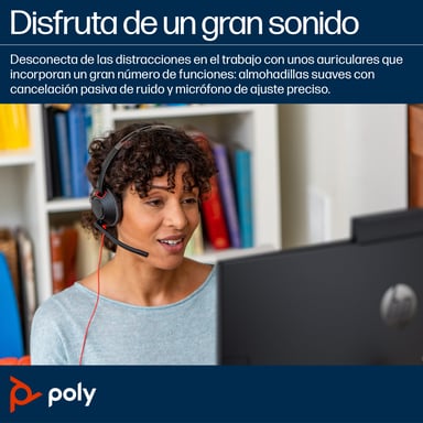 POLY Blackwire 5220 Cuffie stereo USB-C + connettore da 3,5 mm + adattatore USB-C/A (confezione)
