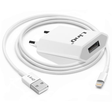 LinQ Cargador de pared para iPhone con cable Lightning Carga Rápida Blanco