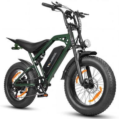 Bicicleta eléctrica todoterreno ESKUTE V202, batería de larga duración de 48 V y 20,8 Ah, doble suspensión - verde