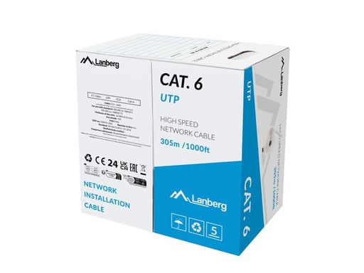 Lanberg LCU6-15CC-0305-S câble de réseau Gris 305 m Cat6 U/UTP (UTP) - Neuf