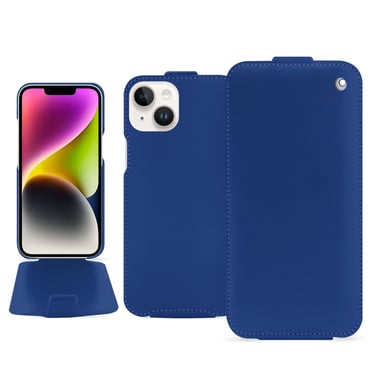 Funda de piel Apple iPhone 15 Plus - Solapa vertical - Azul - Piel lisa