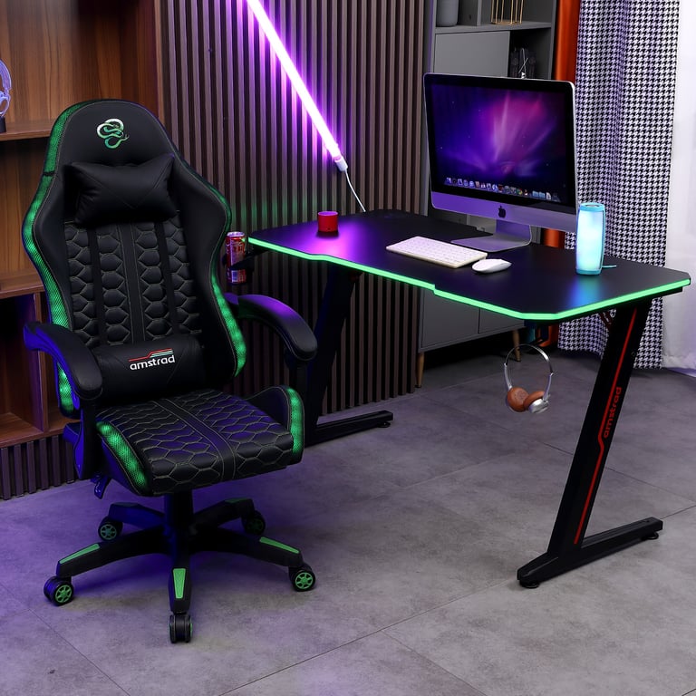 Fauteuil gaming AMSTRAD AMS LED VENOM Simili cuir et Éclairage LED 366 effets Télécommande - vue 3