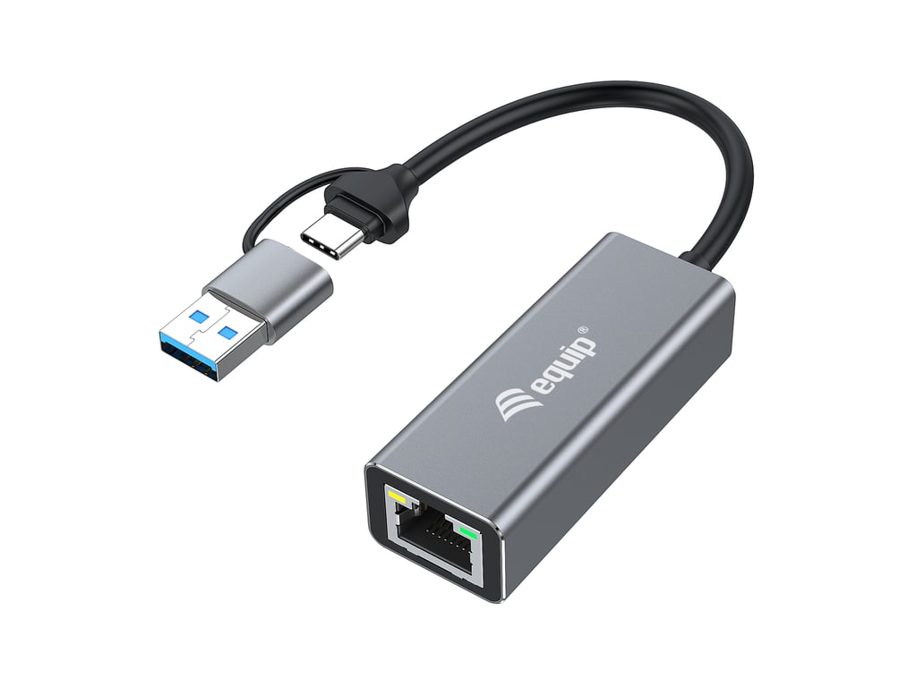 Equip Adaptateur USB C vers réseau Gigabit Ethernet 2 5 USB C+A Neuf