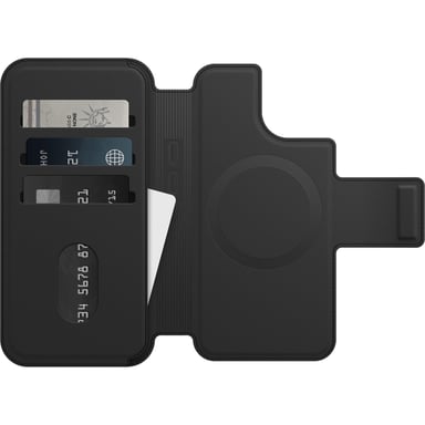 Etui Folio pour iPhone 14, toucher doux avec 3 emplacements pour espèces/cartes de crédit, fixation magnétique solide, MagSafe, Compatible avec iPhone étui non inclus - Noir