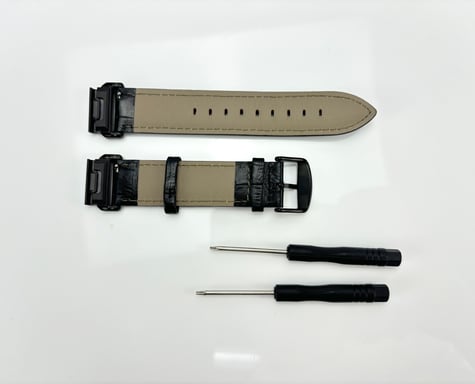 Bracelet de montre en cuir véritable pour Garmin Fenix 7X 7S Black 20 mm