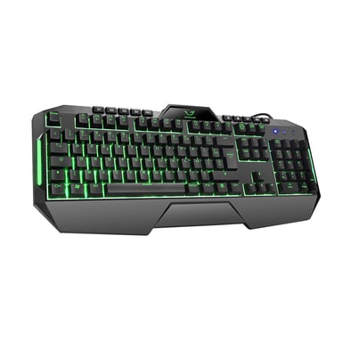 Gamium Ultra Slim Wired Gamer Keyboard, Teclado Gaming USB Ergonómico con Retroiluminación LED y Atajo Multimedia para PS4, PC, Escritorio, Juegos - AZERTY