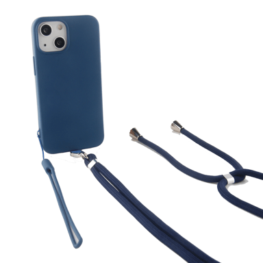 Coque Silicone Pop Bleue pour Apple iPhone 14 Plus - Tour de Cou et Tour de Poignet Inclus