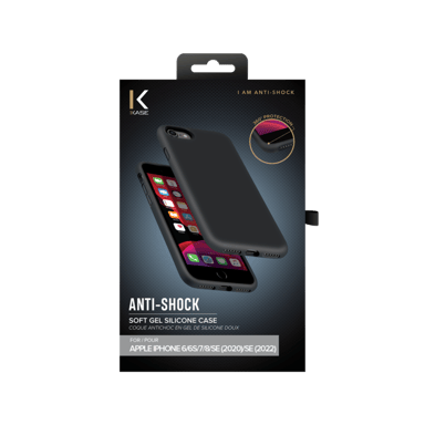 Coque antichoc en gel de silicone doux pour Apple iPhone 7/8/SE 2020/SE 2022, Noir satin