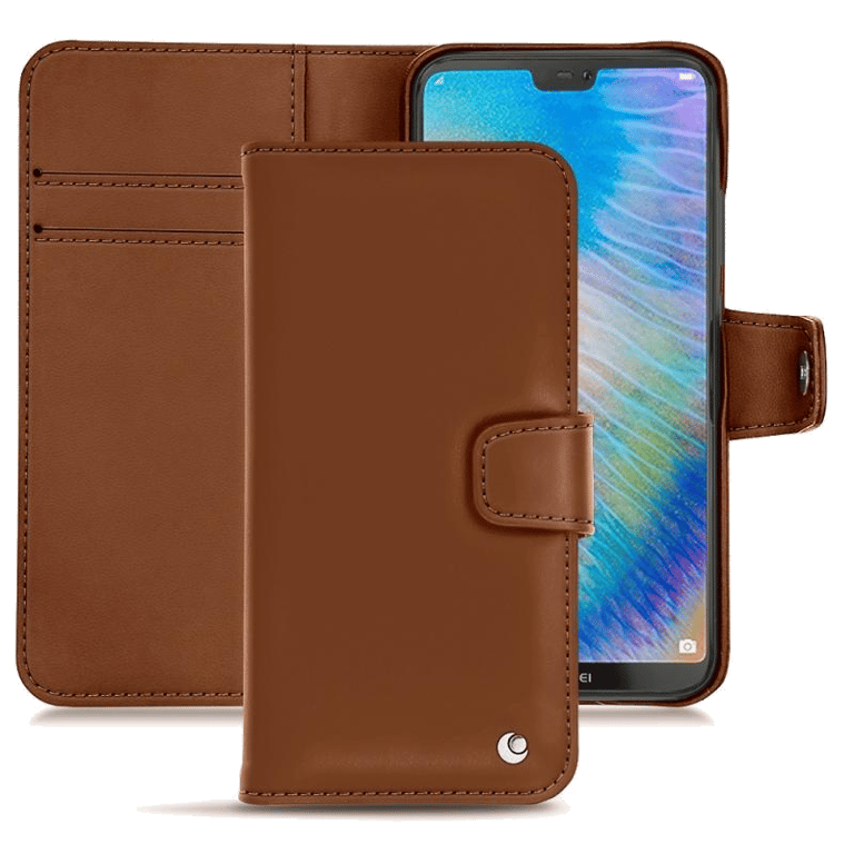 Housse cuir Huawei P20 Lite - Rabat horizontal portefeuilleMarron