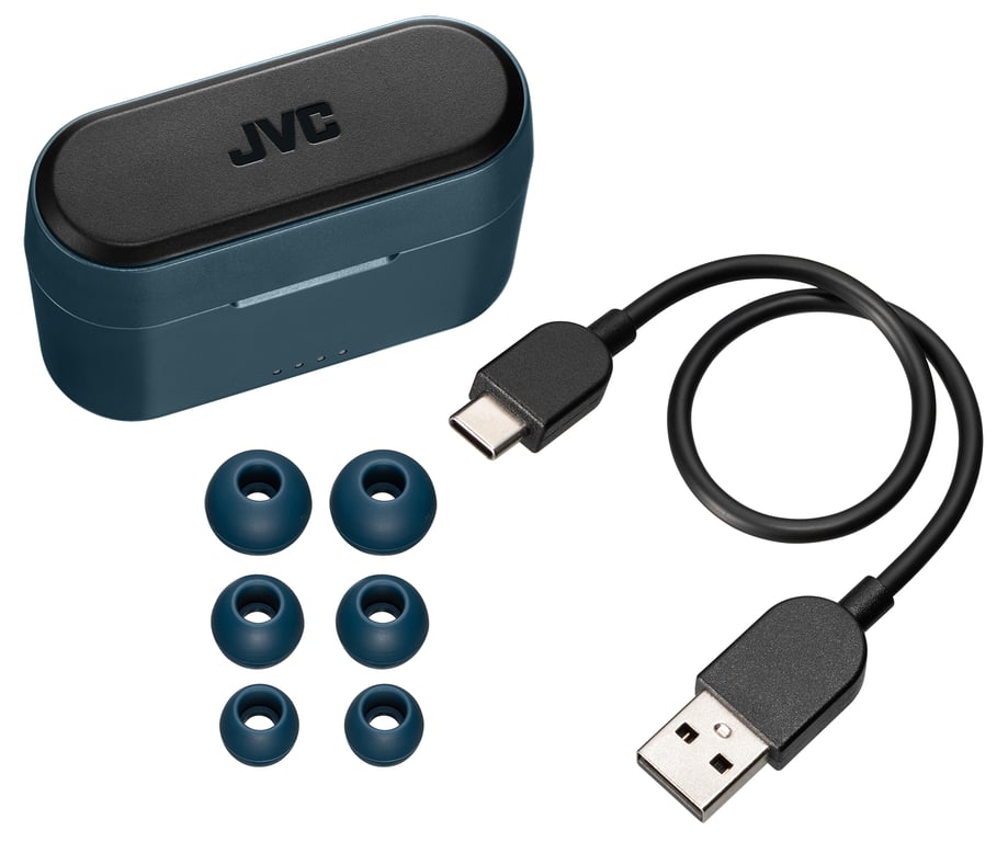 JVC HA-A9T Casque True Wireless Stereo (TWS) Ecouteurs Appels/Musique Bluetooth Bleu - Neuf