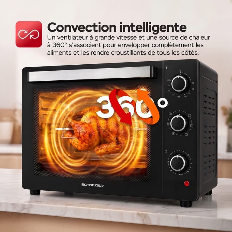 Mini Four Posable Schneider SCEO2355MFB – 55L 1900W Multifonctions - vue 3
