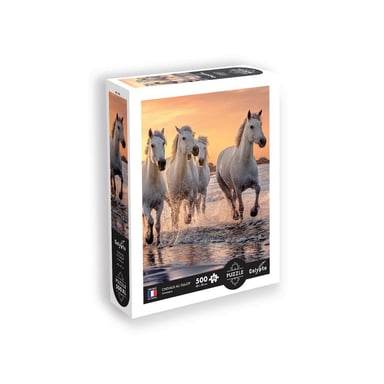 Puzzle XL 500 piezas - Caballos de la Camarga en colores vivos