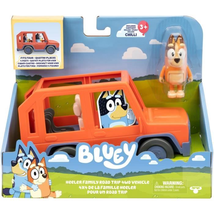Voiture de Bluey - BLUEY - Véhicule familial avec figurine Chilli et accessoires - Neuf