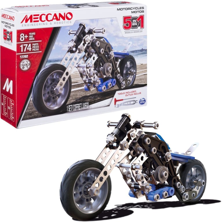 Bandai Meccano Moto 5 en 1 Coffret de Construction 5 Modèles 174 pièces 2 outils notice Kit Activité assemblage moto Jouet Enfant et + Idée Cadeau ado et collectionneurs APM20103 - vue 8