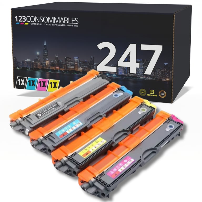 123CONSOMMABLES TN247 Toner Compatible pour Brother TN243CMYK TN 243CMYK TN 243 DCP L3550CDW MFC L3750CDW MFC L3730CDN MFC L3710CW MFC L3770CDW HL L3230CDW Neuf