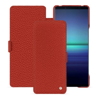 Housse cuir Sony Xperia 1 V -  - Orange - Cuir grainé