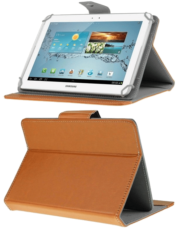 Etui Tablette 10.1 Pouces Universel Rabat Magnétique Protection Intégral Marron Faux Cuir YONIS