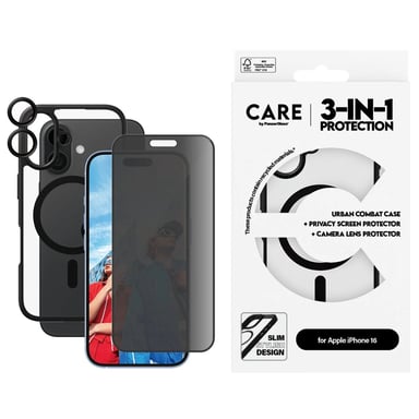 PanzerGlass CARE by ® Flagship 3-in-1 Privacy Bundle iPhone 16 Protector de pantalla Apple 1 pieza(s)