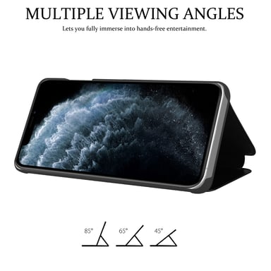 Coque pour Apple iPhone 11 PRO MAX en TOURMALINE NOIR Clear View Housse de protection Étui de protection miroir avec fonction de support Protection à 360 degrés