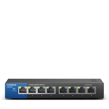 Linksys Switch Gigabit de escritorio para empresas con 8 puertos (LGS108)