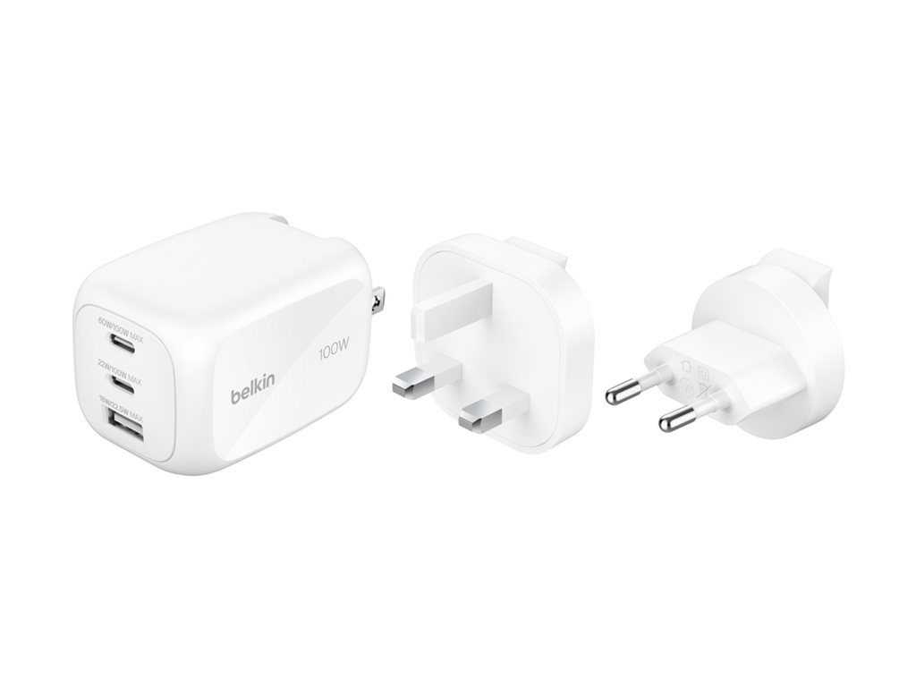 Belkin Chargeur Secteur 2x USB C + 1x USB A + + + Kit adaptateur de voyage - vue 4