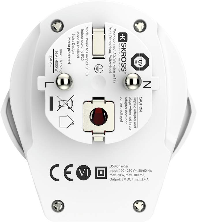 Adaptateur pour prise d'alimentation Skross Monde vers Europe USB - vue 3
