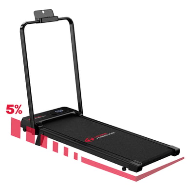 Cinta de correr T7 con pasamanos, velocidad 1-6 km/h, inclinación manual del 5% - Negra