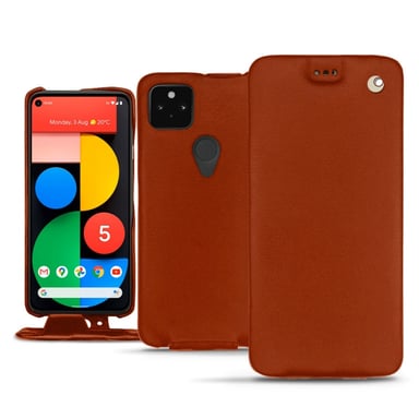 Housse cuir Google Pixel 5 -  - Orange - Cuir vegan
