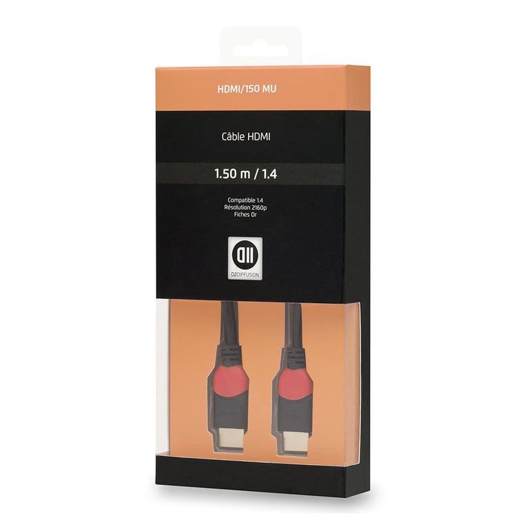 D2 Diffusion Câble Hdmi 1.4 Mâle/mâle (3d) 2160p - 1.50 M - Fiches
