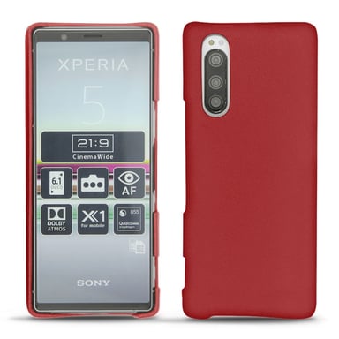 Coque cuir Sony Xperia 5 - Coque arrière - Rouge - Cuir lisse