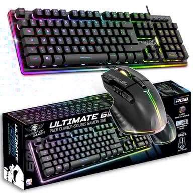 Pack de teclado y ratón para juegos Ultimate 600 Dark Spirit of Gamer, AZERTY