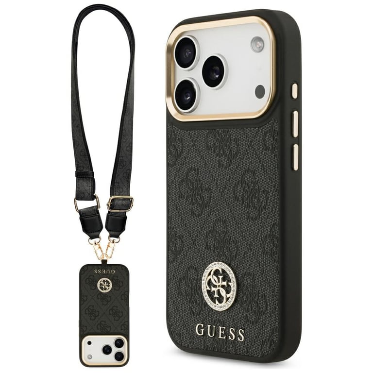 Guess Coque 4G Strass Logo MagSafe avec lanière pour iPhone 17 Pro