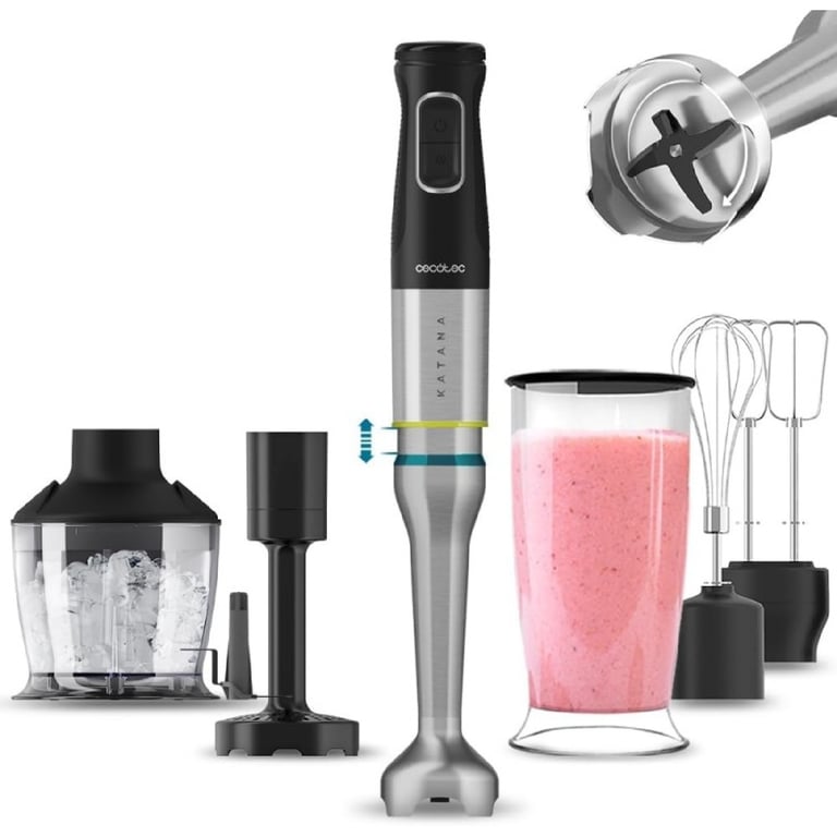 Cecotec Katana TotalDestroy 1500XL PerfectCream&Crush Hand Blender 21 vitesses et Turbo 4 lames en capot anti éclaboussures pied extra long kit d'accessoires. - vue 2