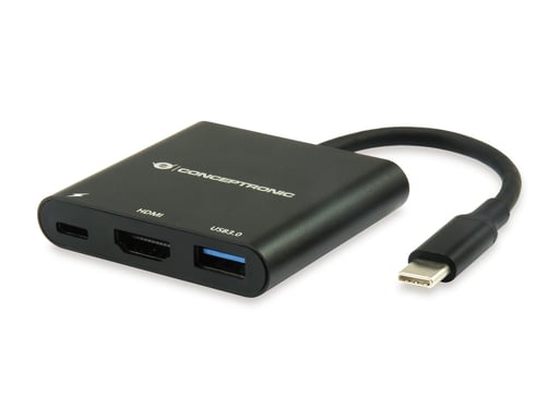 Conceptronic DONN01B base para portátil y replicador de puertos USB 3.2 Gen 1 (3.1 Gen 1) Type-C Negro