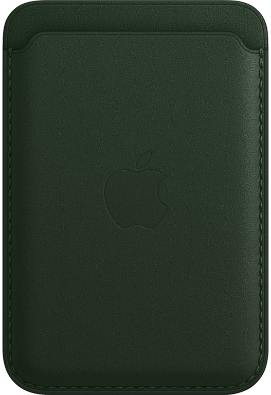 Porte-cartes en cuir avec MagSafe pour iPhone - Vert-forêt