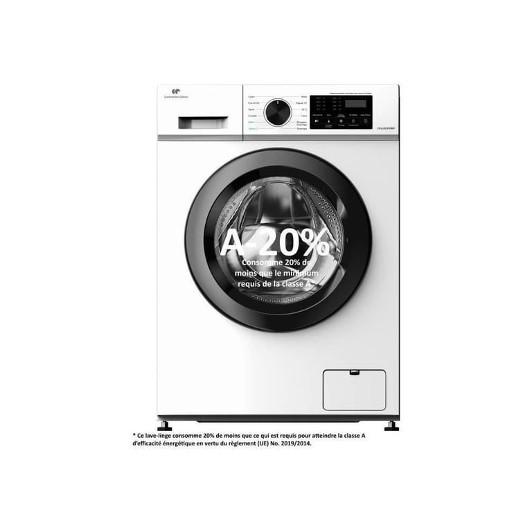 Lave-linge hublot CONTINENTAL EDISON CELL8120IWP 8 kg 1200 trs/min Classe A Blanc/Noir - Neuf