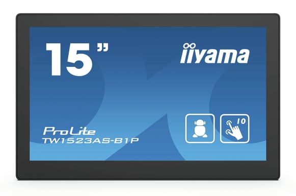 iiyama ProLite TW1523AS-B1P écran plat de PC 39,6 cm (15.6'') 1920 x 1080 pixels Full HD LED Écran tactile Multi-utilisateur Noir