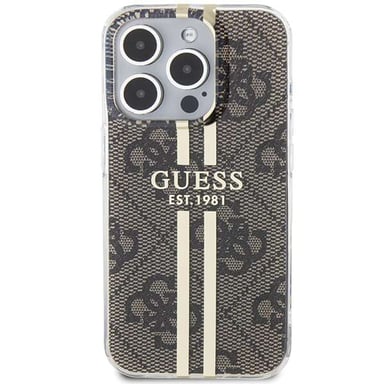 Étui Guess pour iPhone 15 Pro 6.1'' marron étui rigide IML 4G Gold Stripe