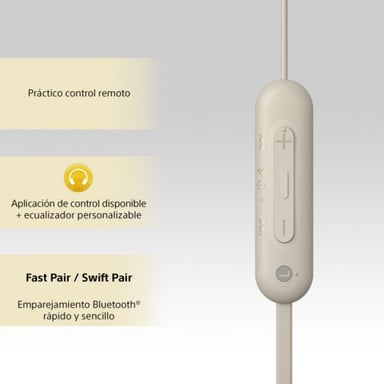Sony WI-C100 Auriculares Inalámbrico Dentro de oído Llamadas/Música Bluetooth Beige