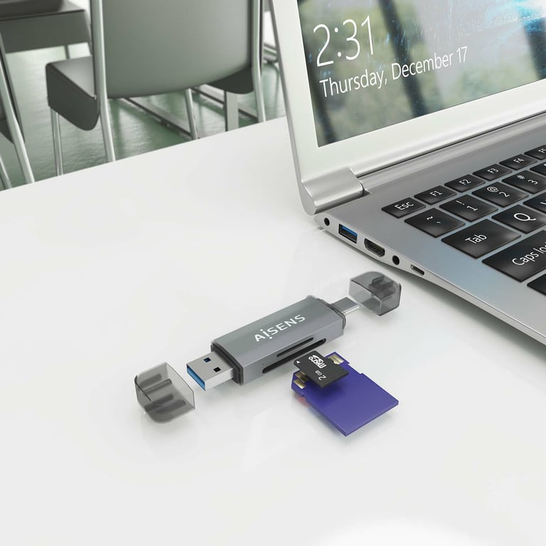 AISENS ASCR 2AC08 GR lecteur de carte mémoire USB 3.2 Gen 1 3.1 Gen 1 Type AType C Neuf - vue 2