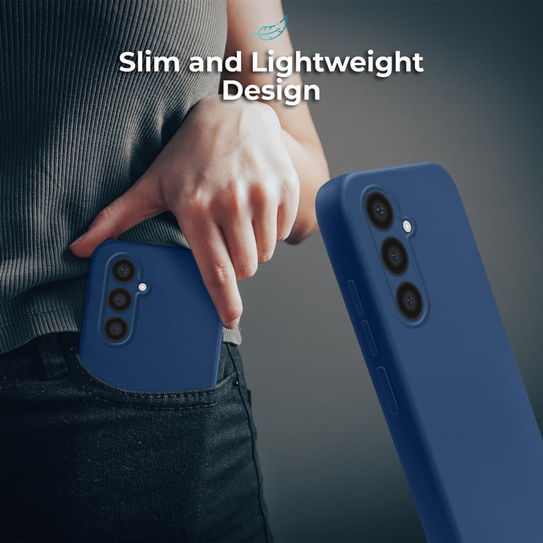 Moozy Lifestyle. Coque en silicone pour Samsung A34 5G, bleu nuit – Coque légère en silicone liquide avec finition mate et doublure en microfibre douce, coque en silicone de qualité supérieure