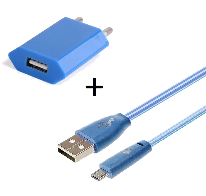 Pack Chargeur pour Manette Playstation 4 PS4 Smartphone Micro USB (Cable Smiley LED + Prise Secteur