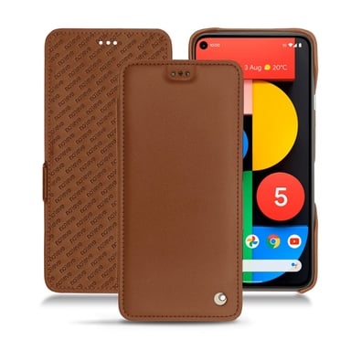 Housse cuir Google Pixel 5 -  - Marron - Cuir lisse