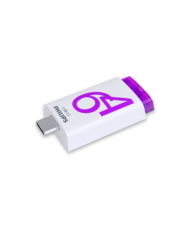 Philips Click lecteur USB flash 64 Go USB Type-C 3.2 Gen 1 (3.1 Gen 1) Violet, Blanc - Neuf